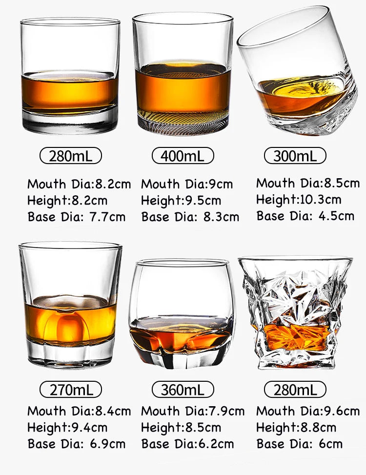 Fashion Whiskey Glasses, Scotch Whisky, Bourbon, Cocktails, RUM, Durable Whiskey Glasses