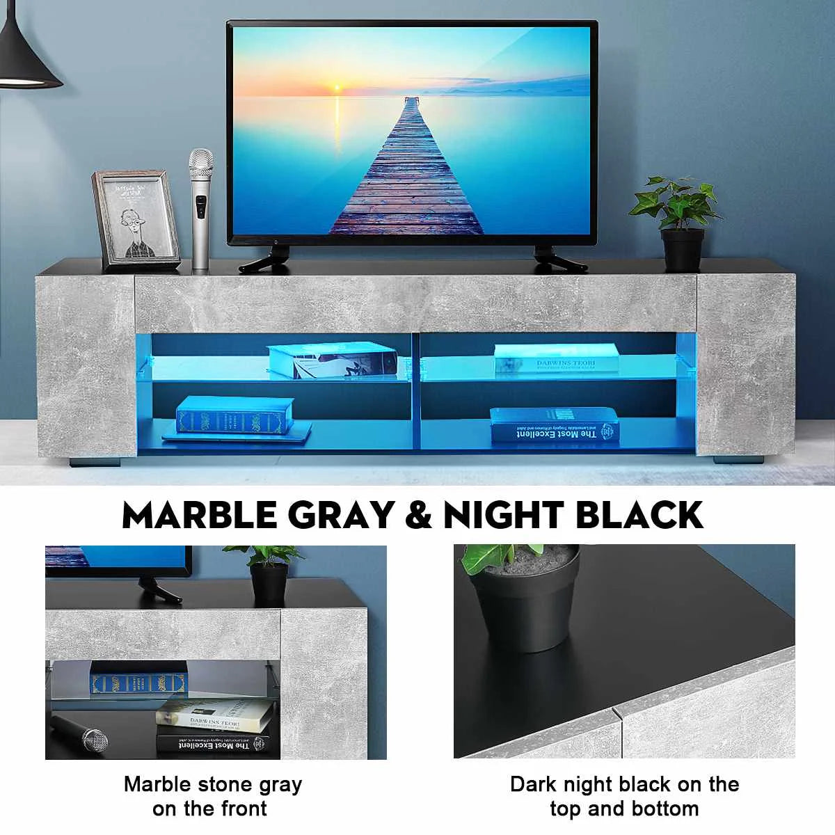 57 Inch Luxury High Capacity TV Cabinet Modern LED TV Stand Living Room Furniture High Gloss TV Unit Console Home Furnishings