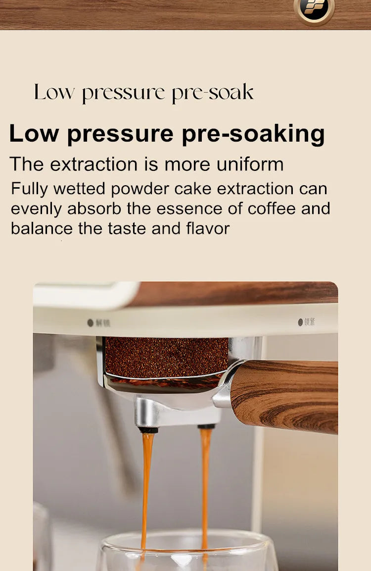 Stainless Steel Italian Semi-Automatic Espresso Machine with Steam Milk Frother