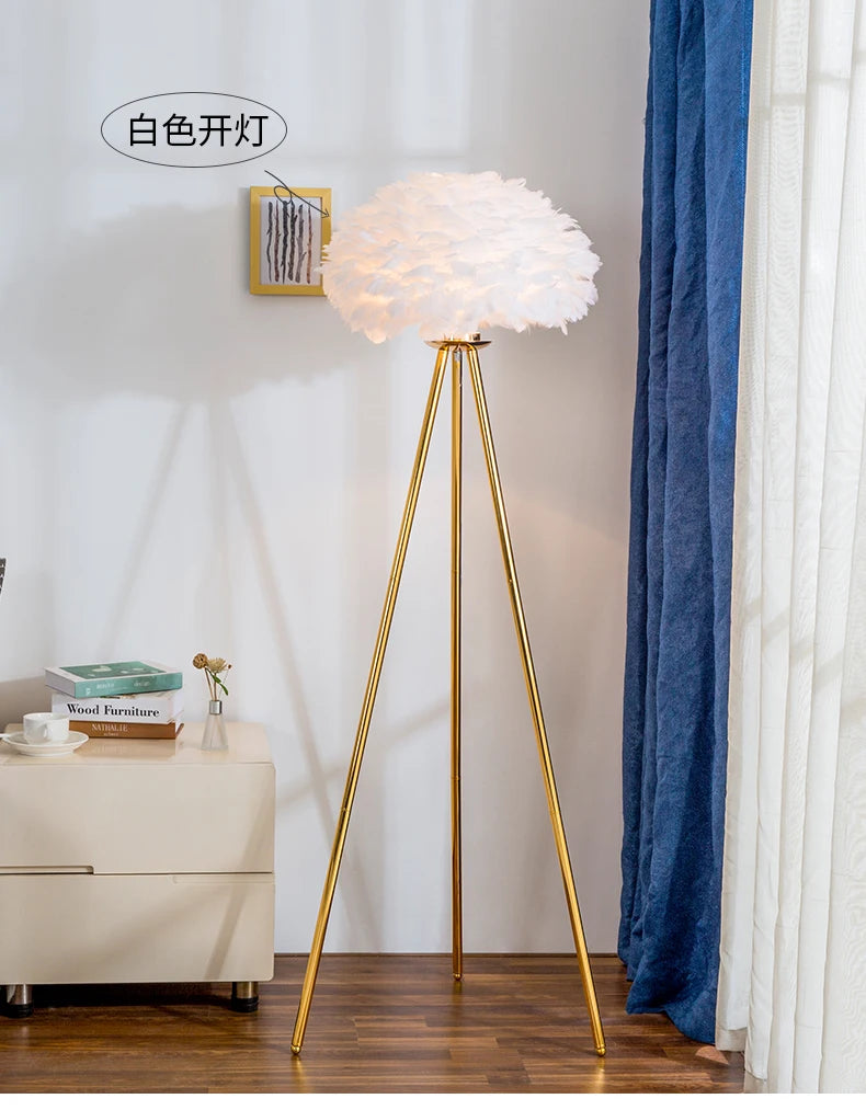 Feather Floor Lamp Living Room Sofa Simple Light Luxury Lamp Nordic Creative Ins Girl Net Red Warm Romantic Bedroom Lamp