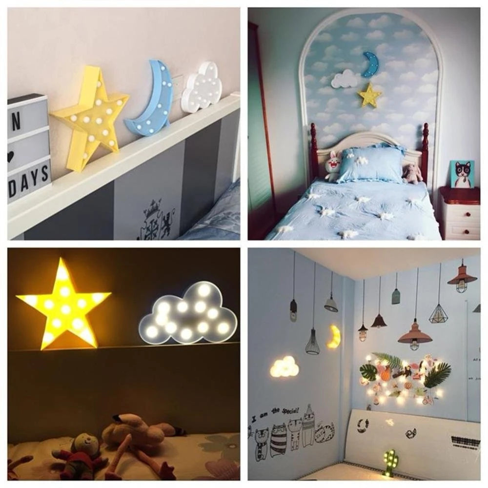3D Rainbow LED Night Lights Cartoon Star Unicorn Flamingo Cloud LED Table Lamp For Kids Bedroom Decor New Year Gift Lighting