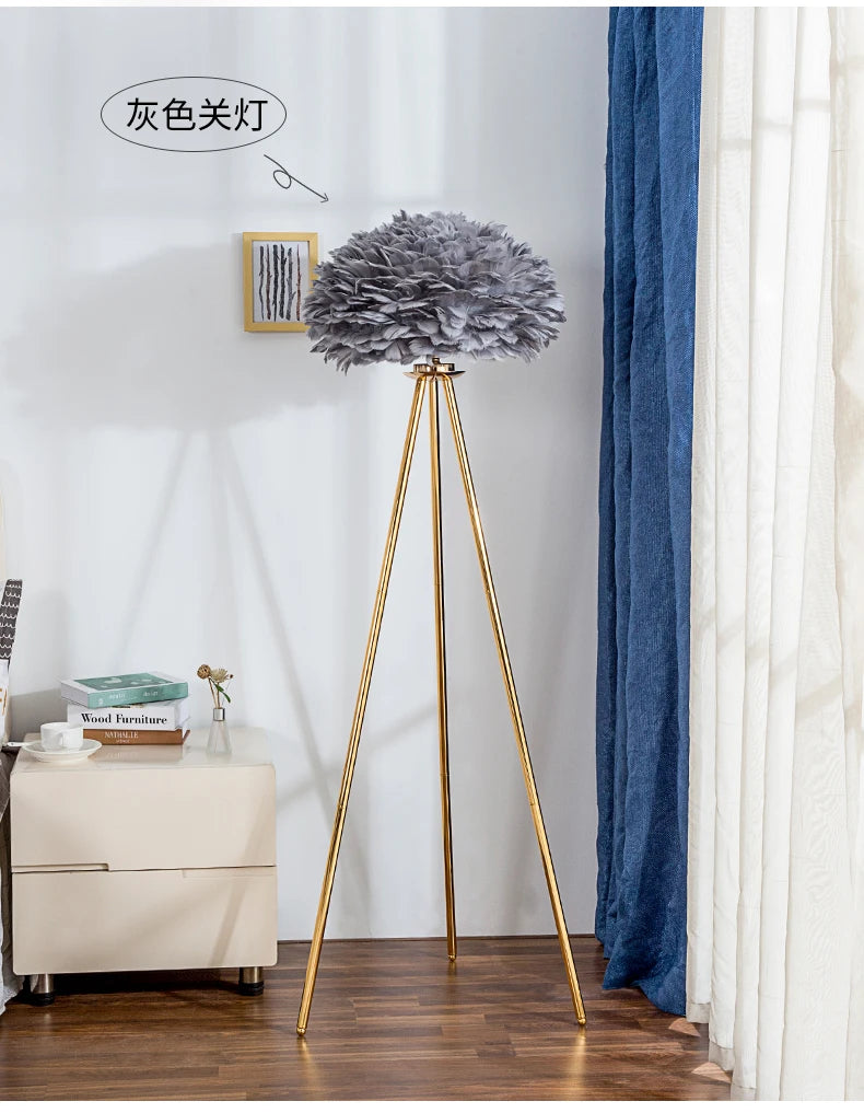 Feather Floor Lamp Living Room Sofa Simple Light Luxury Lamp Nordic Creative Ins Girl Net Red Warm Romantic Bedroom Lamp