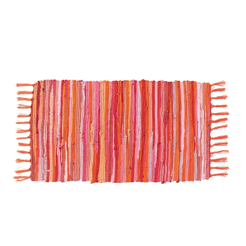 Rag Cotton Tassel Door Mat Indoor Machine Washable Bedroom Carpet Rugs Stripe Handmade Kitchen Area Rug Hallway Entrance Doormat