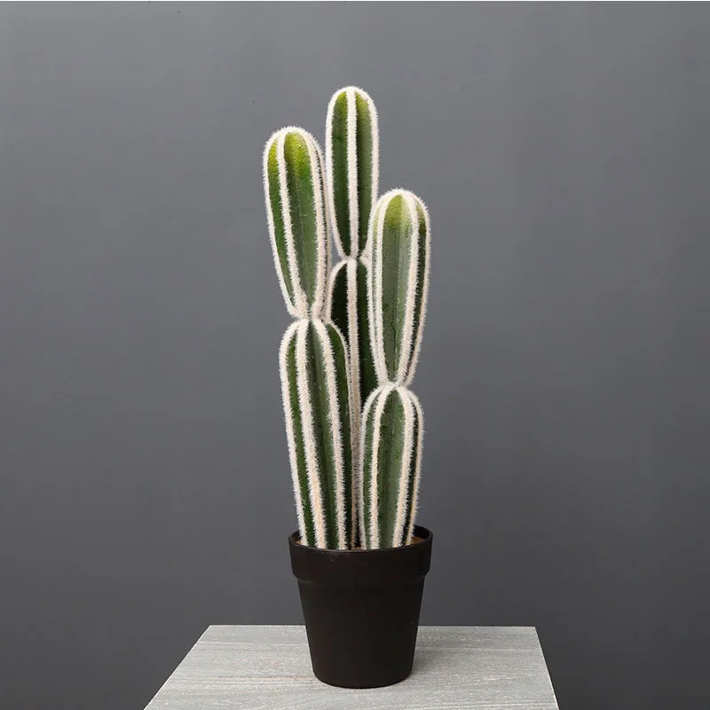 Tropical Cactus Potted Plant Column Artificial Fake Simulation Home Garden Living Room Decorative Faux Greenery