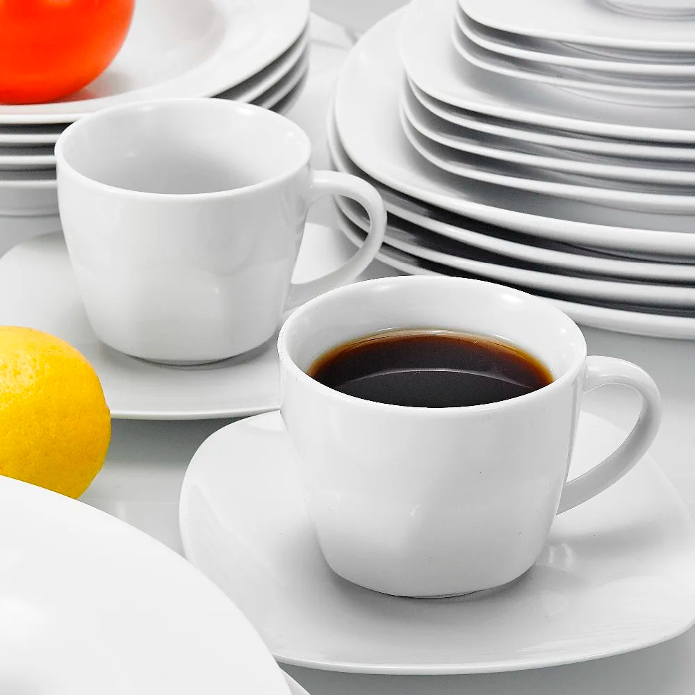 MALACASA Elisa 30-Piece Porcelain Dinnerware Set – Service for 6 with Plates, Bowls, Cups & Saucers