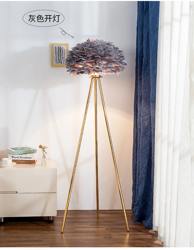 Feather Floor Lamp Living Room Sofa Simple Light Luxury Lamp Nordic Creative Ins Girl Net Red Warm Romantic Bedroom Lamp