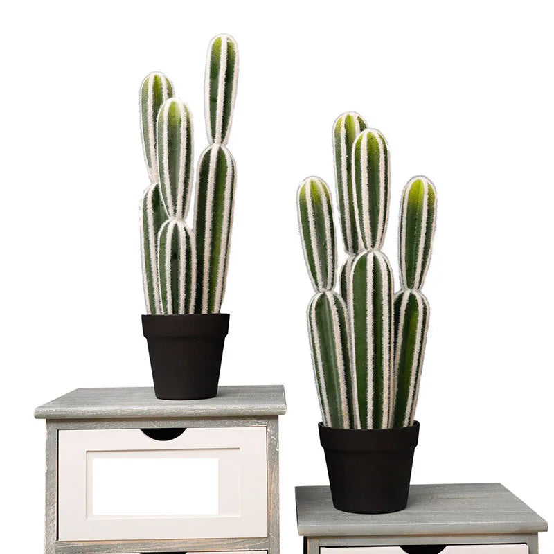 Tropical Cactus Potted Plant Column Artificial Fake Simulation Home Garden Living Room Decorative Faux Greenery