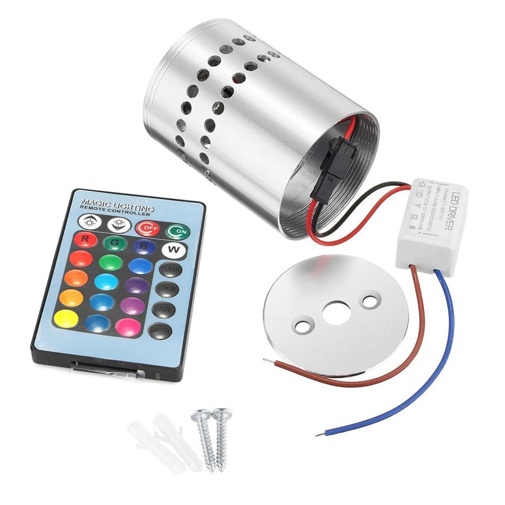 RGB Spiral Hole LED Wall Light Effect Wall Lamp Remote Controller Colorful Wandlamp Sconce For Party Bar KTV Home Decoration