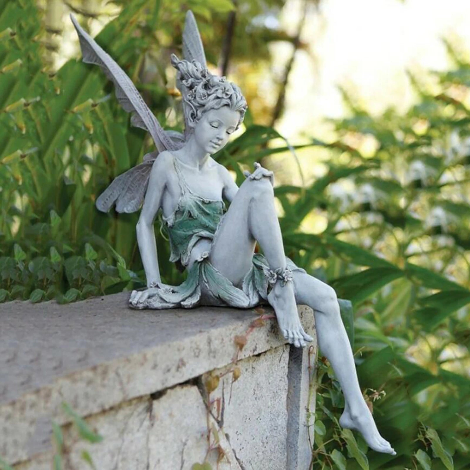 Tudor And Turek Resin Sitting Fairy Statue Garden Ornament Porch Sculpture Yard Craft Landscaping for Home Garden Decoration