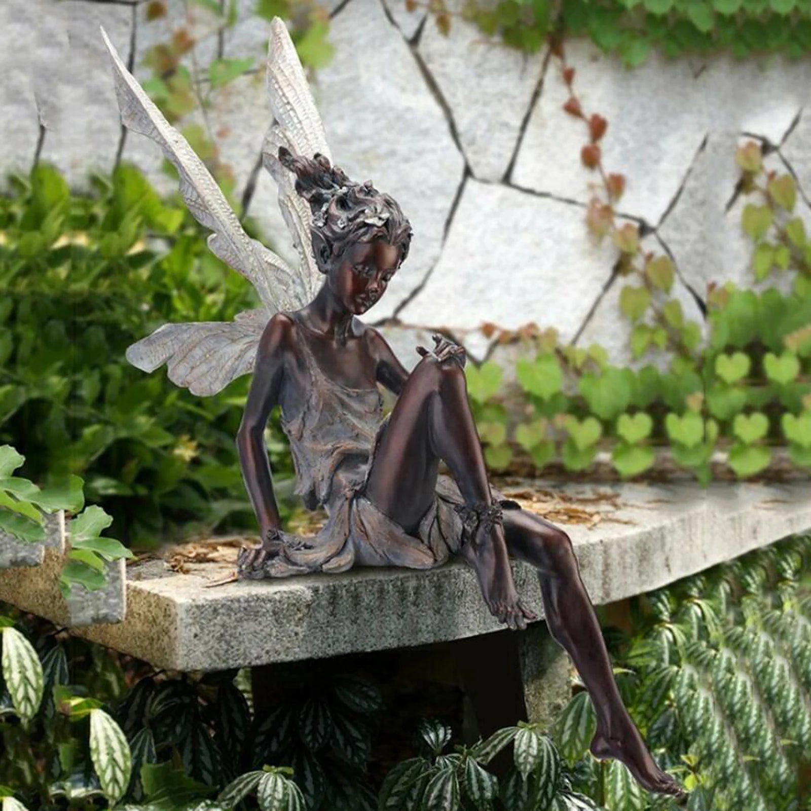 Tudor And Turek Resin Sitting Fairy Statue Garden Ornament Porch Sculpture Yard Craft Landscaping for Home Garden Decoration