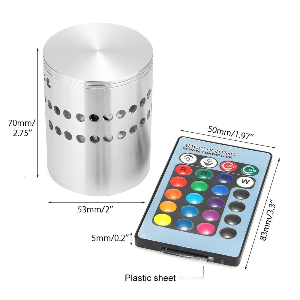 RGB Spiral Hole LED Wall Light Effect Wall Lamp Remote Controller Colorful Wandlamp Sconce For Party Bar KTV Home Decoration