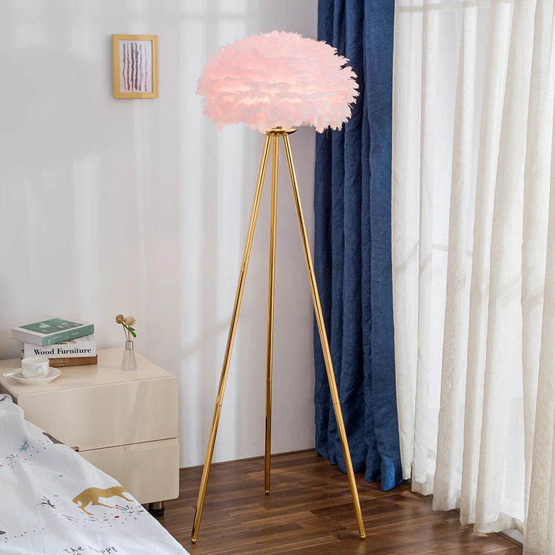 Feather Floor Lamp Living Room Sofa Simple Light Luxury Lamp Nordic Creative Ins Girl Net Red Warm Romantic Bedroom Lamp