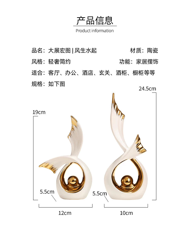 2Pcs/Home Ceramic Decorations Living Room Entrances Modern Luxury TV Cabinets Wine Cabinet Decorations