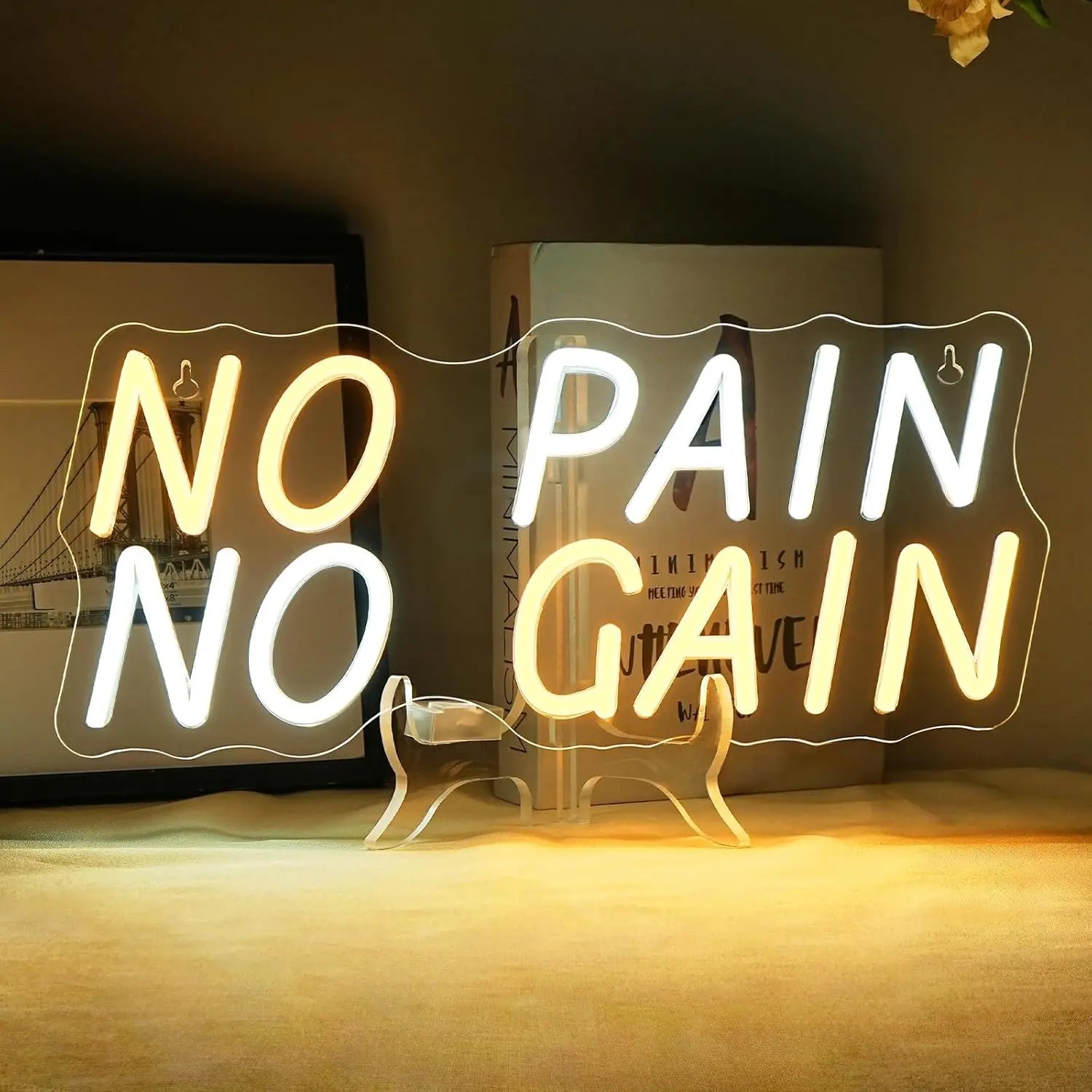 No Pain No Gain Led Neon Sign Text Neon Light for In Modern Gyms Offices Bedrooms Offices Piano Rooms Wall Decor Dimmable USB