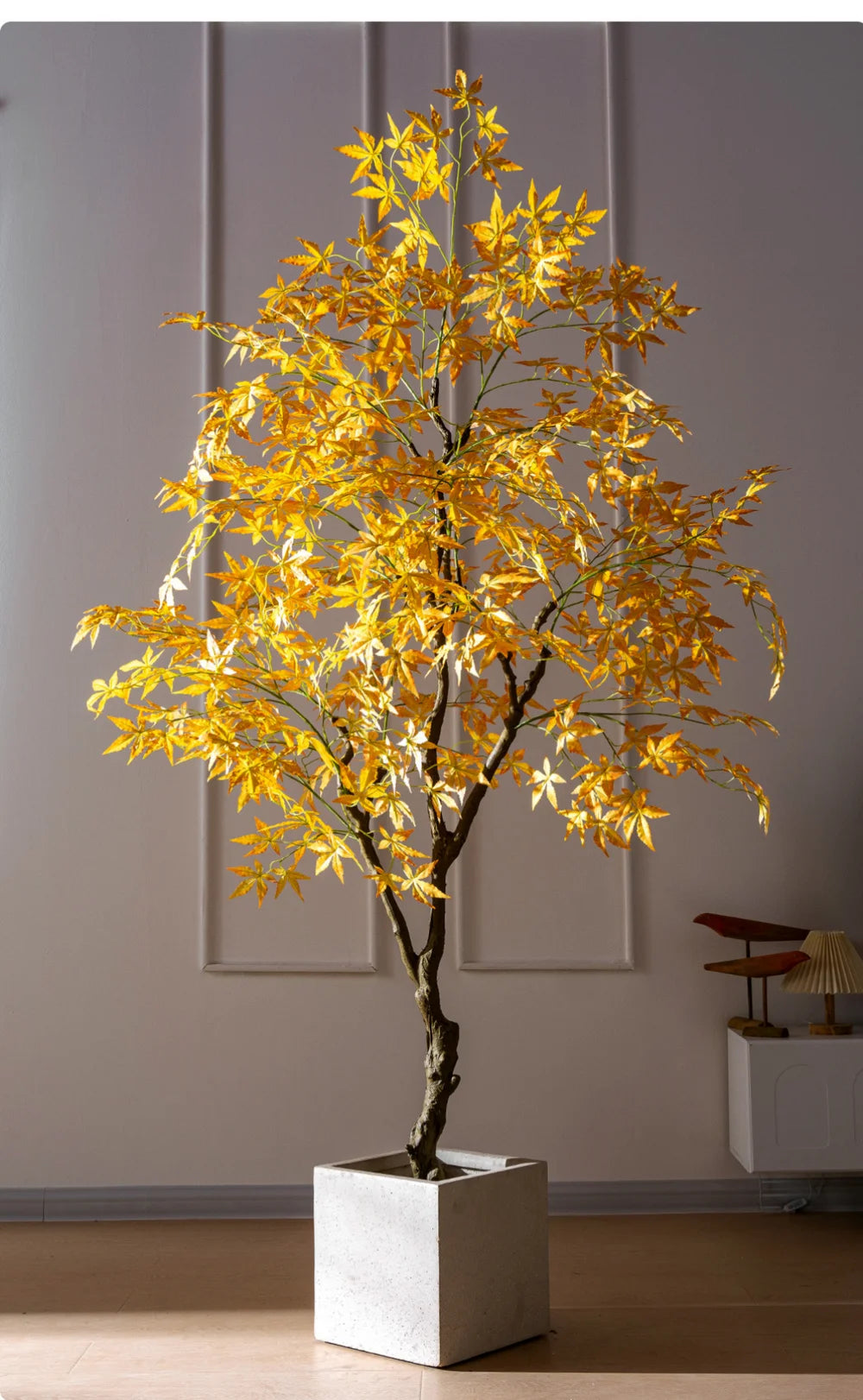 Artificial Maple Tree Red Maple Fake Tree Large Indoor Potted Plant Home Living Room Window Display Decoration Floor Greenery