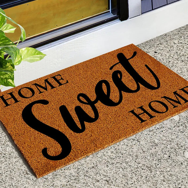 Entrance Doormat Indoor Outdoor PVC Antiwear Non Slip Waterproof Bathroom Carpet Faux Coconut Fiber Rugs Front Door Floor Mats