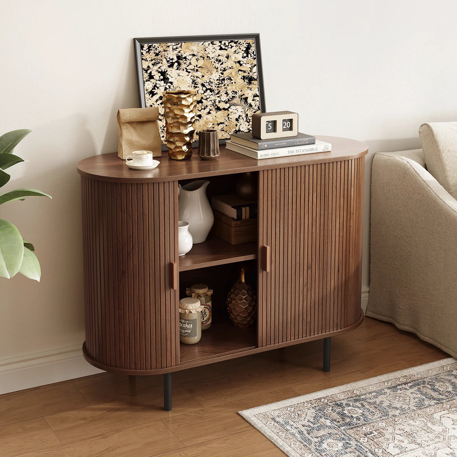 Sideboard Buffet Cabinet with Sliding Door, Storage Cabinet & Adjustable Shelf, Coffee Bar Cabinet Console Table