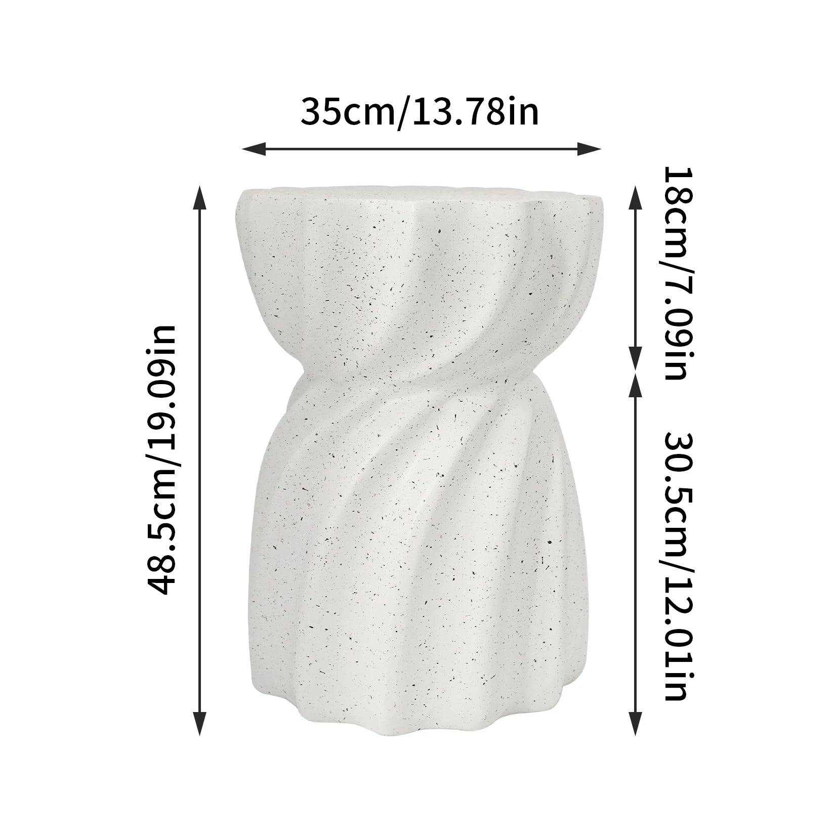 Contemporary Lightweight Concrete Accent Side Table Patio Hourglass Side End Table Garden Stool for Living Room Office