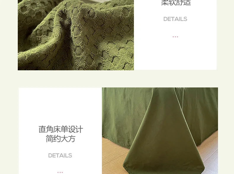 Simple Waffle Jacquard 100% Cotton Bedding Set Soft Comfortable Queen Duvet Cover Set with Sheets Quilt Cover and Pillowcases