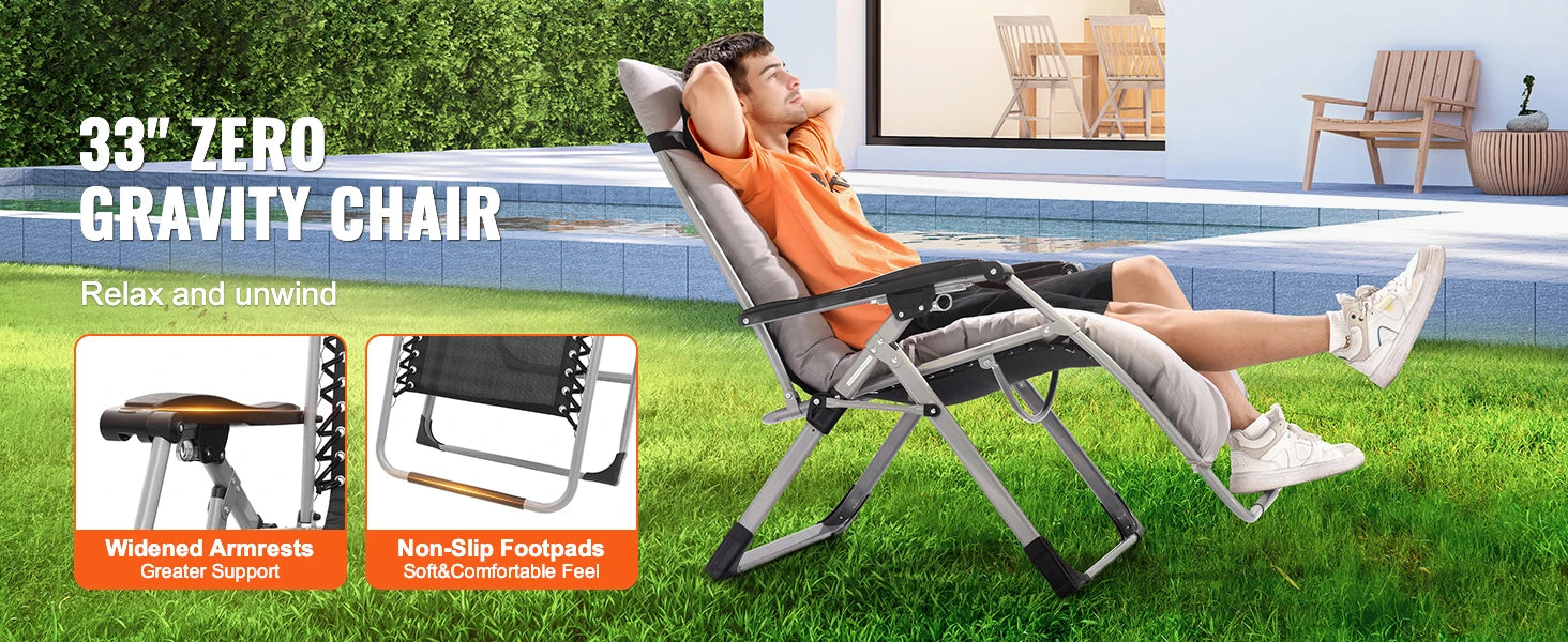 SucceBuy Zero Gravity Chair Zero Gravity Recliner Lounge Chair Adjustable Anti Gravity Chair with Cushion Footrest and Cupholder