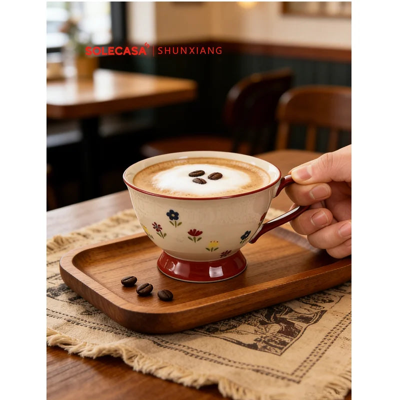 Ceramic Coffee Cup Set with Saucers  Tea  Breakfast Mug Gift Box