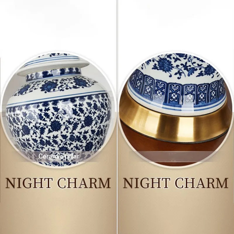 DEBBY Modern Ceramics Table Lamp LED Dimming Chinese Blue And White Porcelain Desk Light for Home Living Room Bedroom