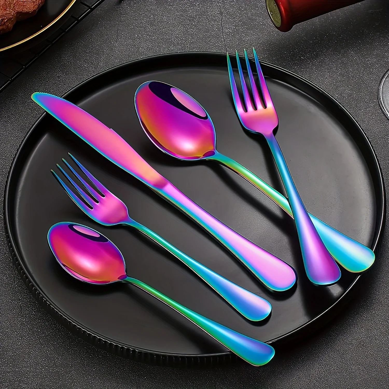 30/60pcsStainless Steel High-end Tableware Set Mirror Polished Flat Tableware Set Dishwasher Safe, Including Dinner Knife, Spoon