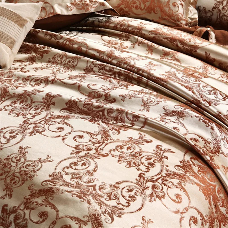 Luxury Satin Jacquard Single Double Duvet Cover Set High End European Wedding King Size Bedding Set Queen Size Quilt Cover Set