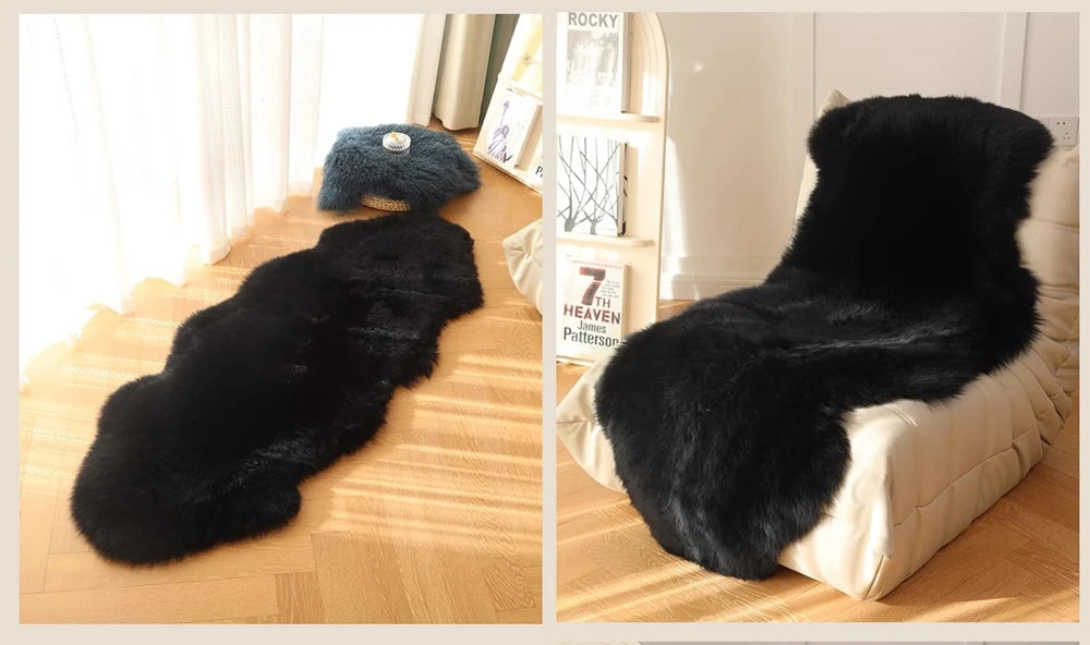 Long Strip Carpet Fluffy Soft Faux Fur Plush Bedroom Bedside Carpets Girl's Room White Home Decoration Rugs Furry Chair Cushion