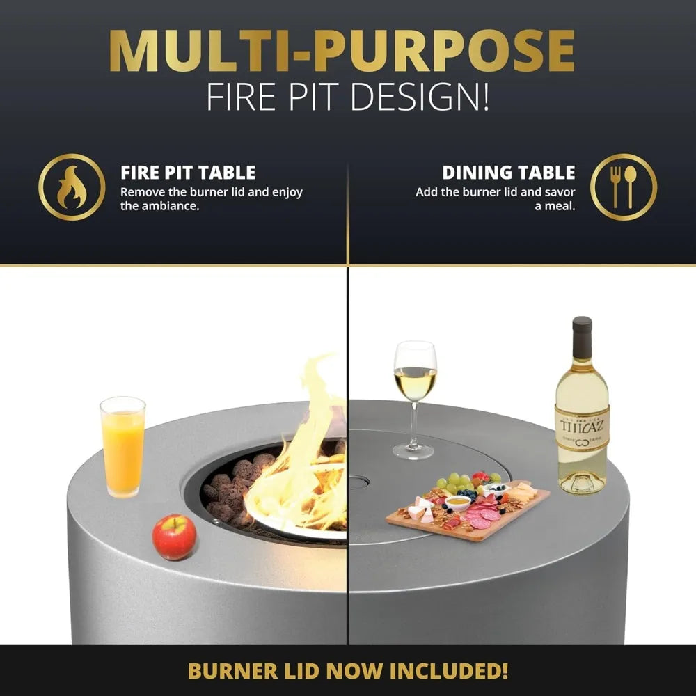 32" Smokeless Propane Fire Pit Table w/Lid, All in One Outdoor Fire Table, Alloy Steel Round Patio Firepit Table 50,000 BTUs