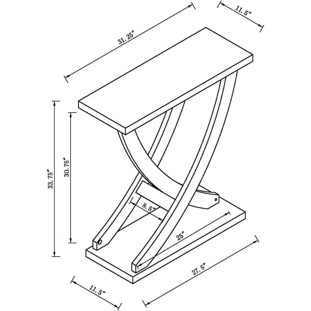 31" Small Console Table Wood Narrow Entryway Table with Curved Intersecting Legs