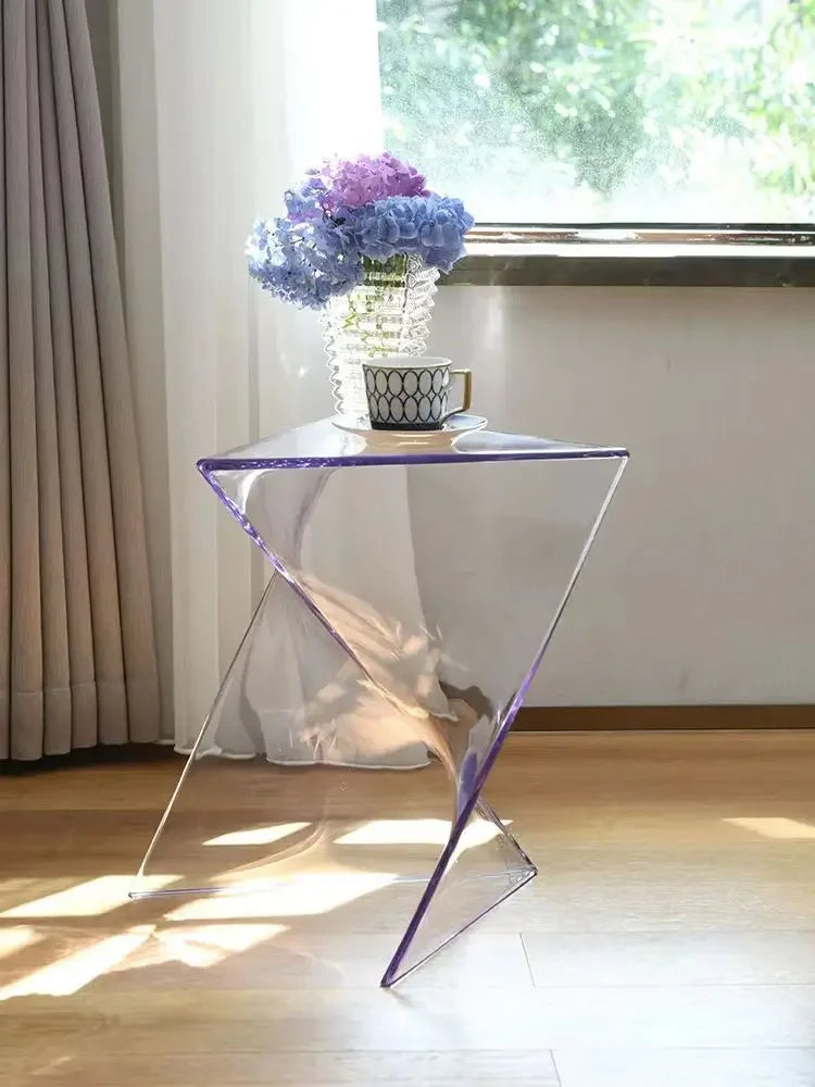 Light Luxury Coffee Table for Home, Transparent Acrylic Sofa Side Table, Designer Small Apartment Simple Bedside Table
