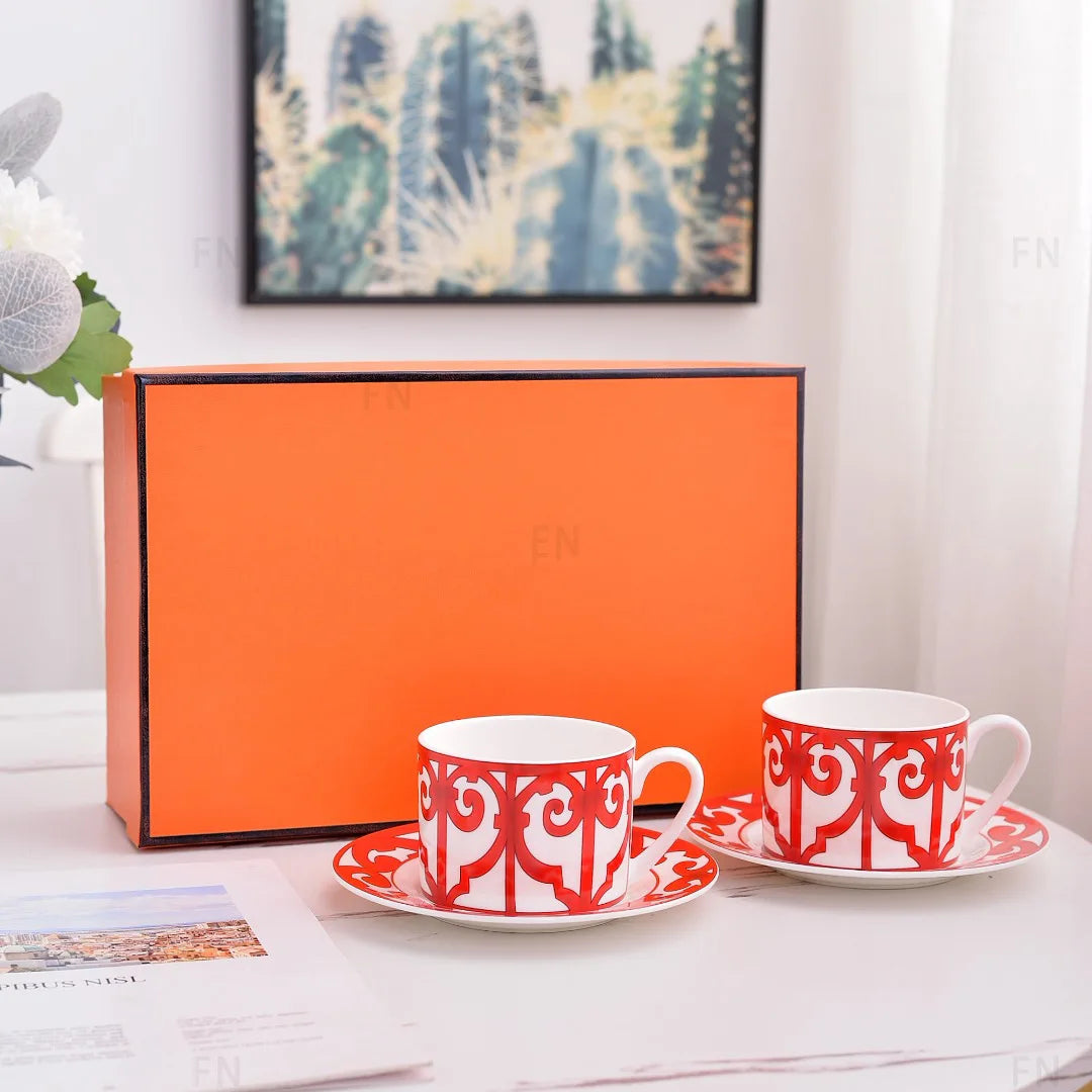 Trendy Nordic style home minimalist ceramic afternoon tea cup elegant black background white line 250ml coffee cup