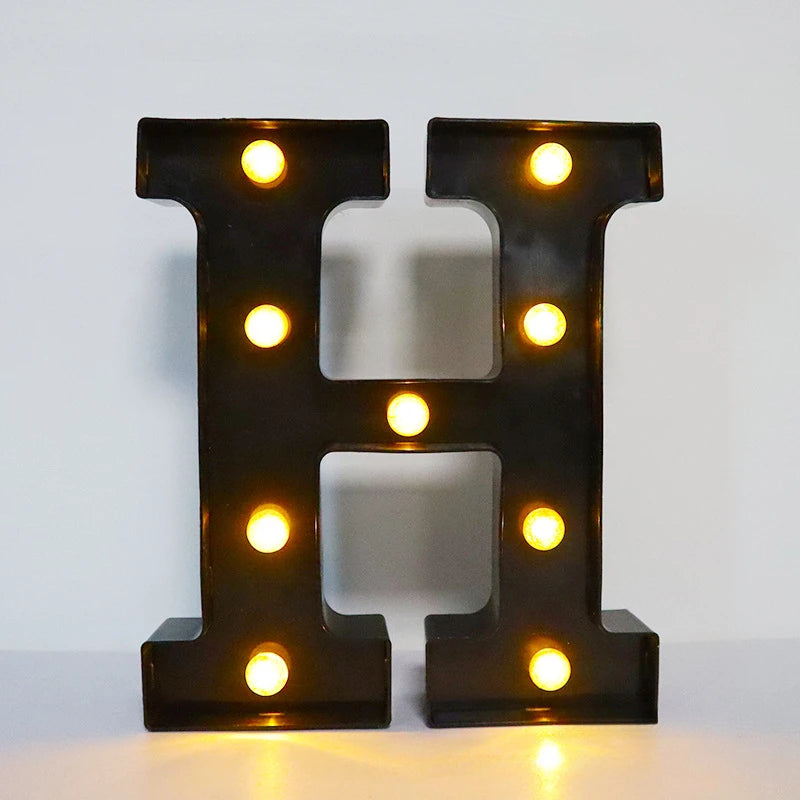 22cm Letters with Led Light Black Alphabet Letter Number Night Light Home Christmas Decoration Birthday Supplies Room Decoration