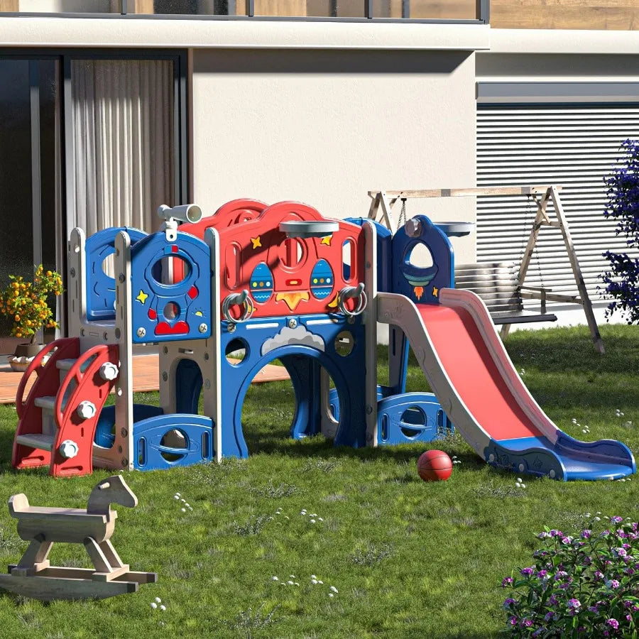 9-in-1 Castle Amusement Playground – Indoor & Outdoor Toddler Playset with Slide