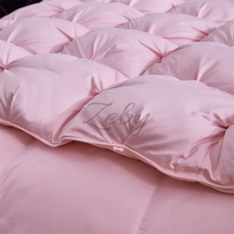 High Grade 100% White Goose Down Quilt Winter Warm Feather Duvet Queen King Cozy Lightweight 3D Bread Comforter Pinch Pleated