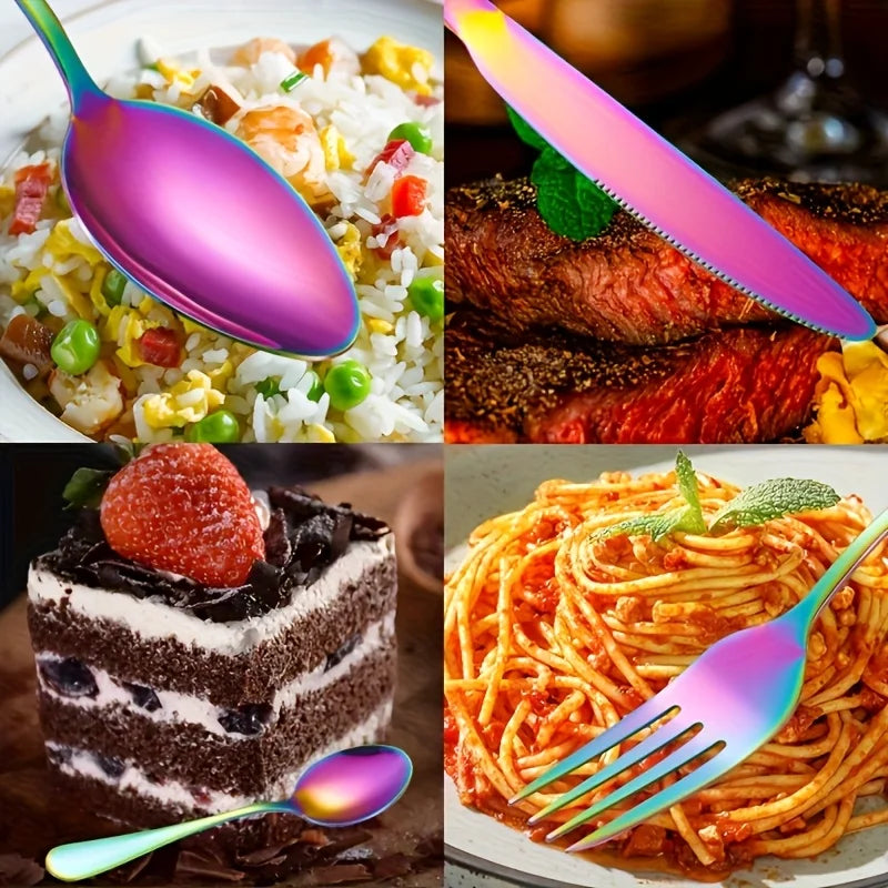 30/60pcsStainless Steel High-end Tableware Set Mirror Polished Flat Tableware Set Dishwasher Safe, Including Dinner Knife, Spoon