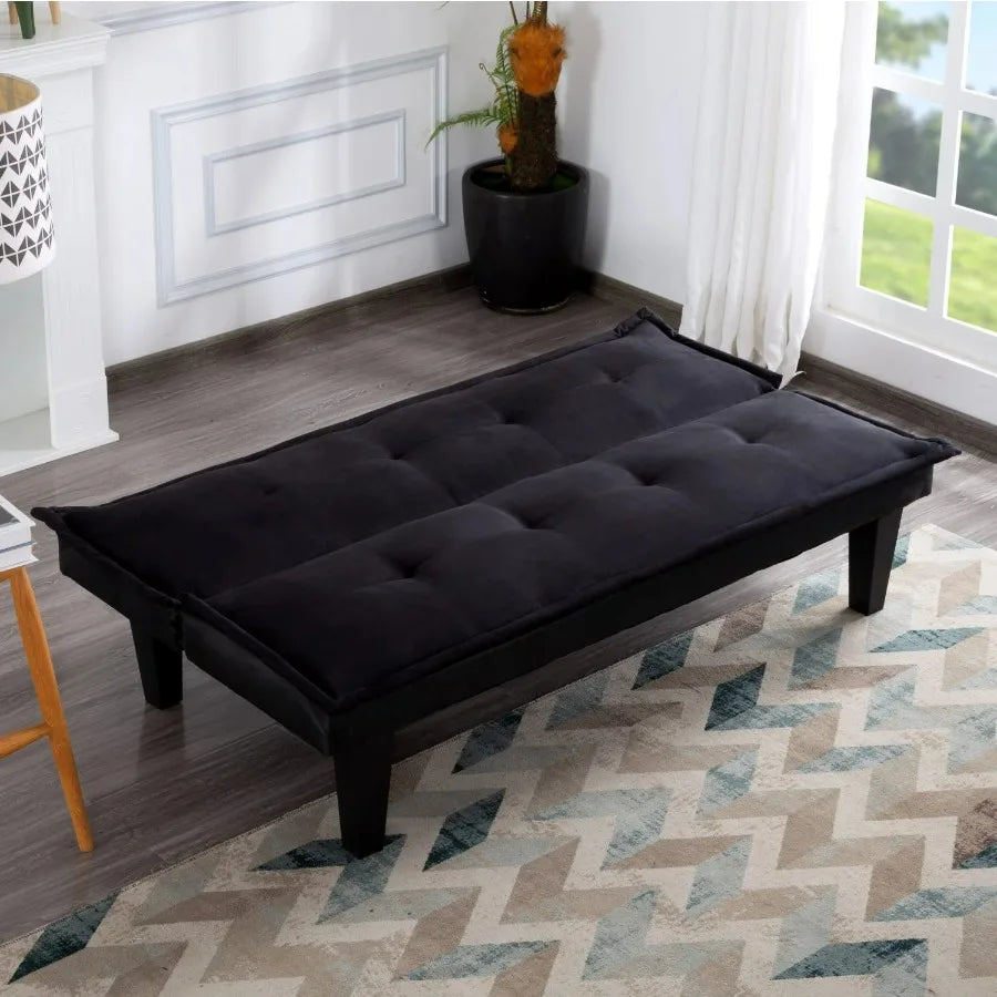 Futon Sofa Bed, Black Futon Couch Sleeper Sofa Loveseat Convertible Couch for Small Spaces Compact Living Spaces,Apartment
