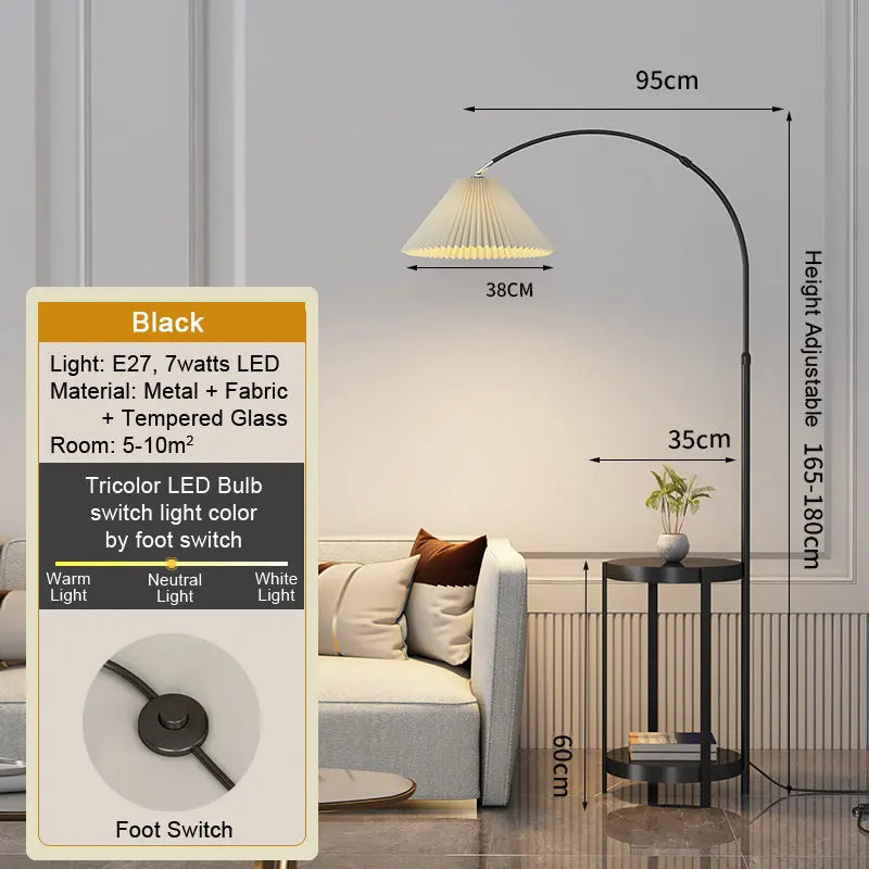 LED Tea Table Floor Lamp Living Room Decoration Bedroom Bedside Lighting Modern Marble Stand Light Black Beige E27