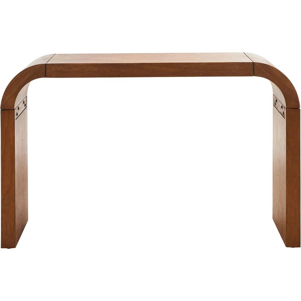 Modern Brown Waterfall Curved Console Table by SAFAVIEH Home Collection, Fully Assembled
