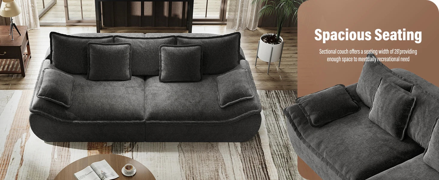 Sofa Couches 2-Seater Modular Sectional Sofa, 89''Comfy Loveseat with Throw, Deep Seat Small Sofa for Small Space