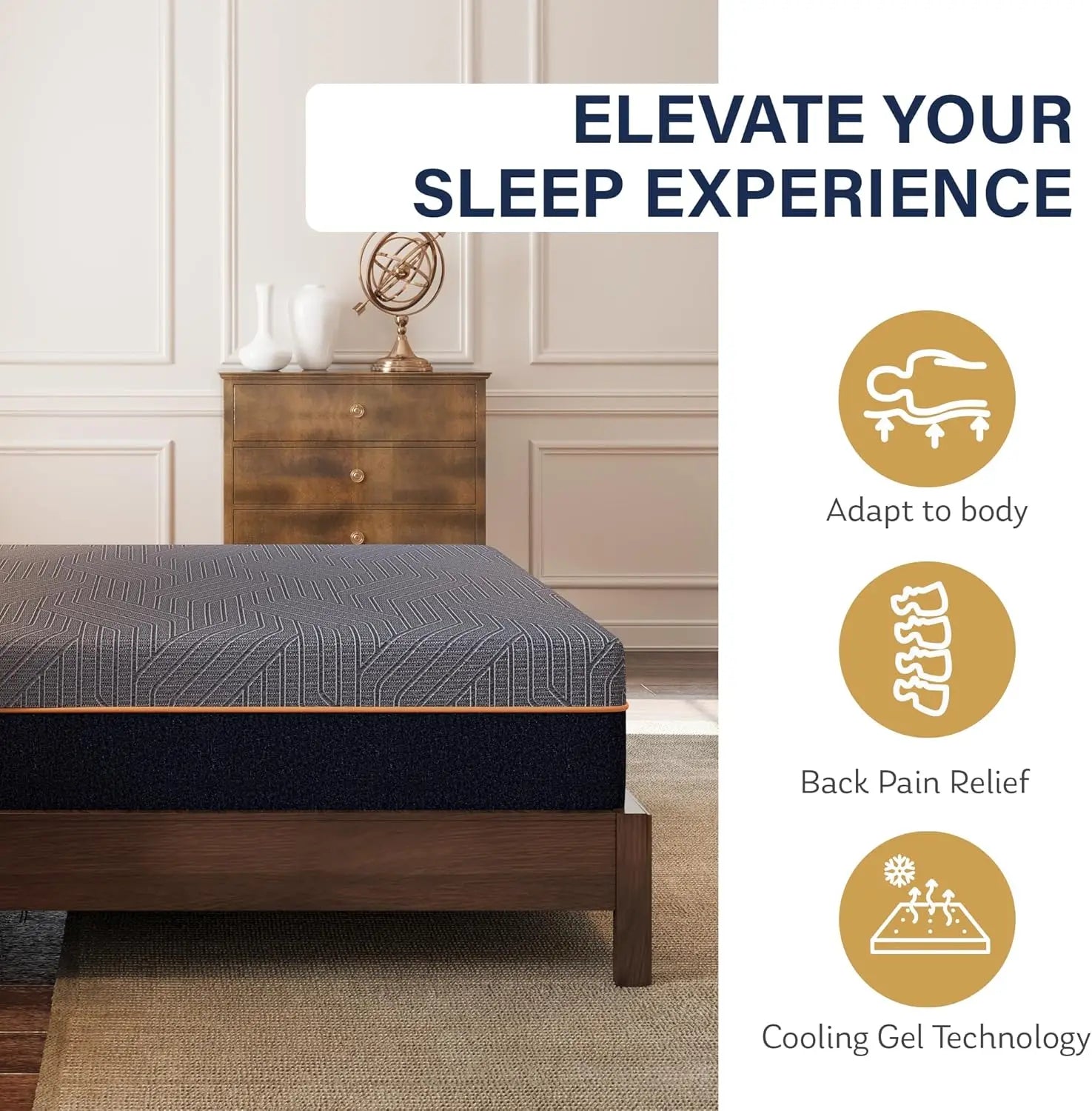 5/8/6/10/12 In Mattress, Copper Gel Cooling Memory Foam Mattress for Back Pain Relief,Therapeutic Double Matress Bed in a