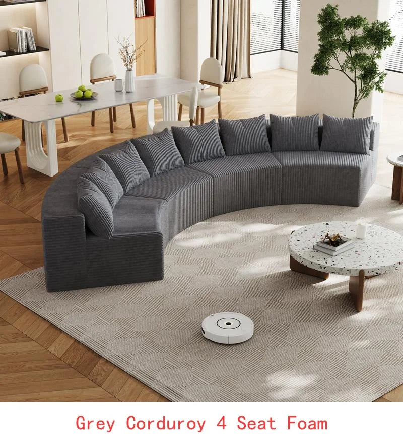 Curved Modular Sectional Foam Sofa with 12 Pillows, Semi-Circular Design for Living Room, Bedroom, Office, Leisure, Nap,
