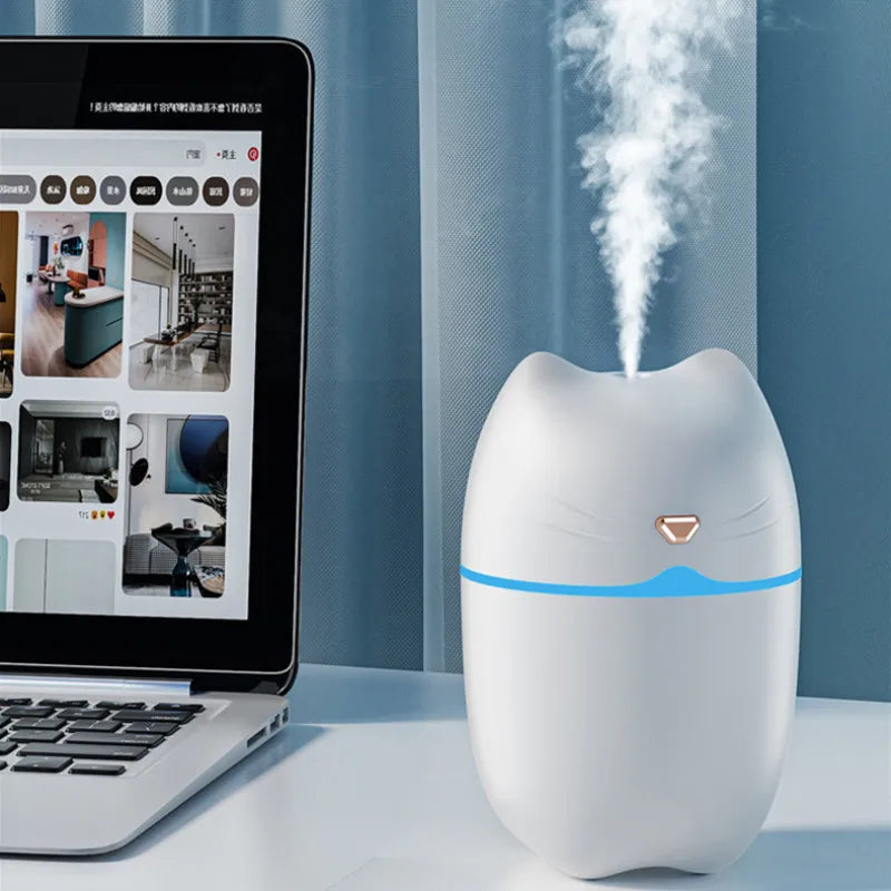 3 in 1 Cute Cat Air Humidifier Diffuser USB Mist Maker Mini Humidificador with night light