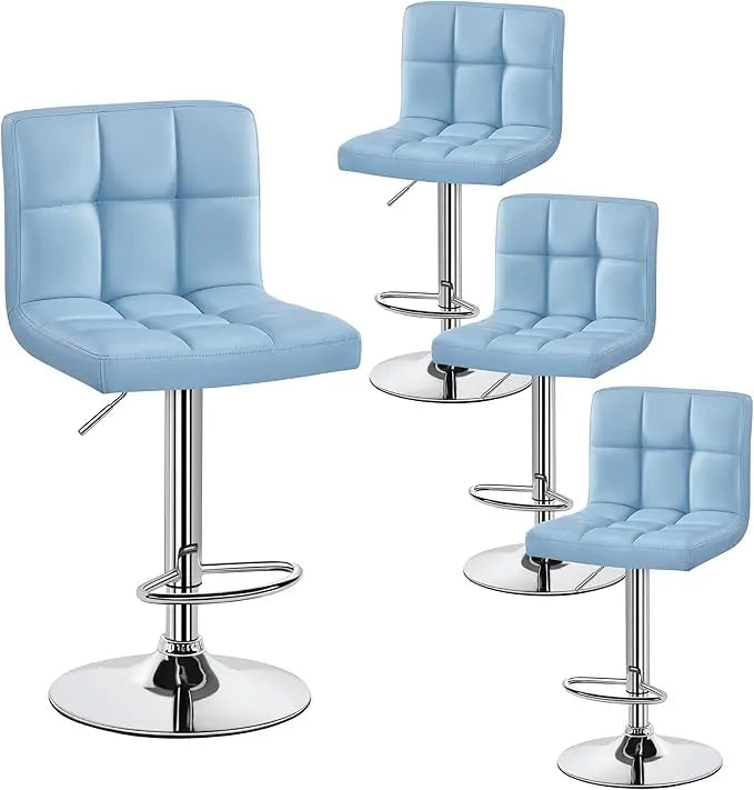 PU Leather Swivel Bar Stools – Height Adjustable Counter Chairs with Back (Set of 4)