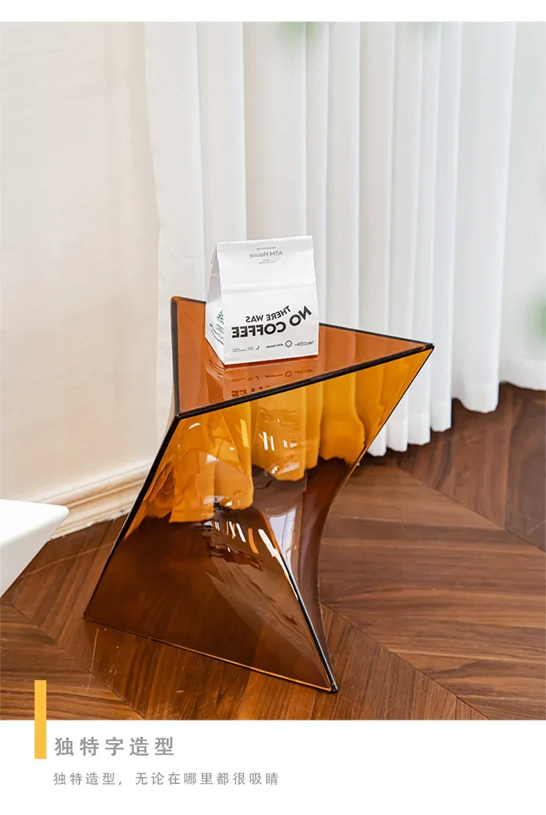 Light Luxury Coffee Table for Home, Transparent Acrylic Sofa Side Table, Designer Small Apartment Simple Bedside Table