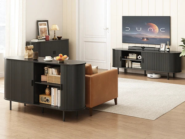 Sideboard Buffet Cabinet with Sliding Door, Storage Cabinet & Adjustable Shelf, Coffee Bar Cabinet Console Table