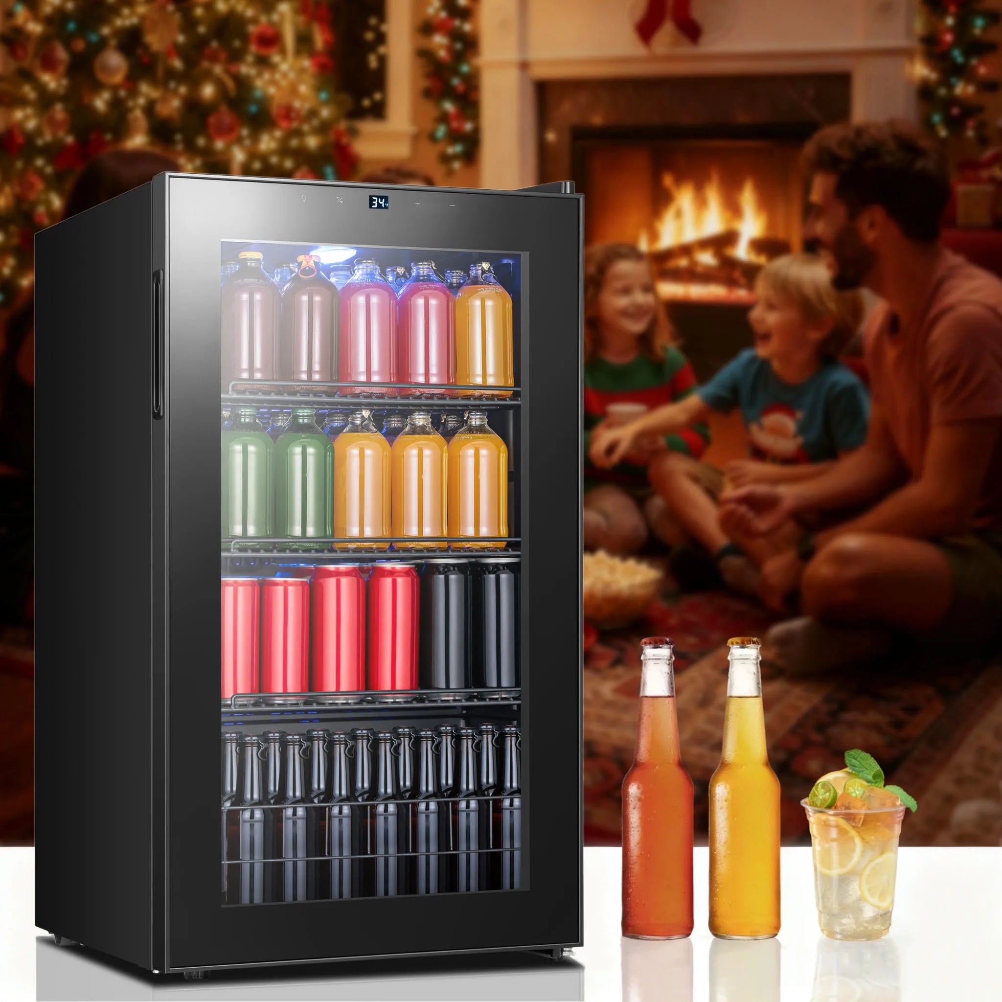 Beverage Refrigerator Cooler - Wine Cabinets, 46/62/88/95/130 L Drink Mini Fridge 34°F-54°F Digital Temperature Control for Home