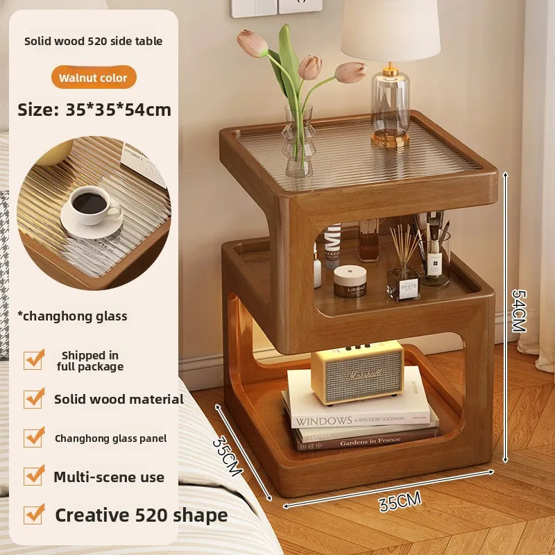 All solid wood bedside table Modern simple bedside table A few light luxury high-end home bedroom bedside storage table