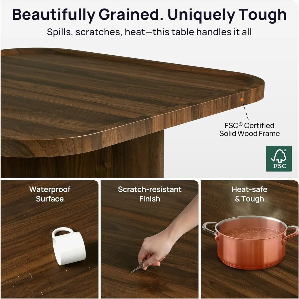 Mid-Century Modern Square Coffee Table with Storage & 4 Chenille Ottomans